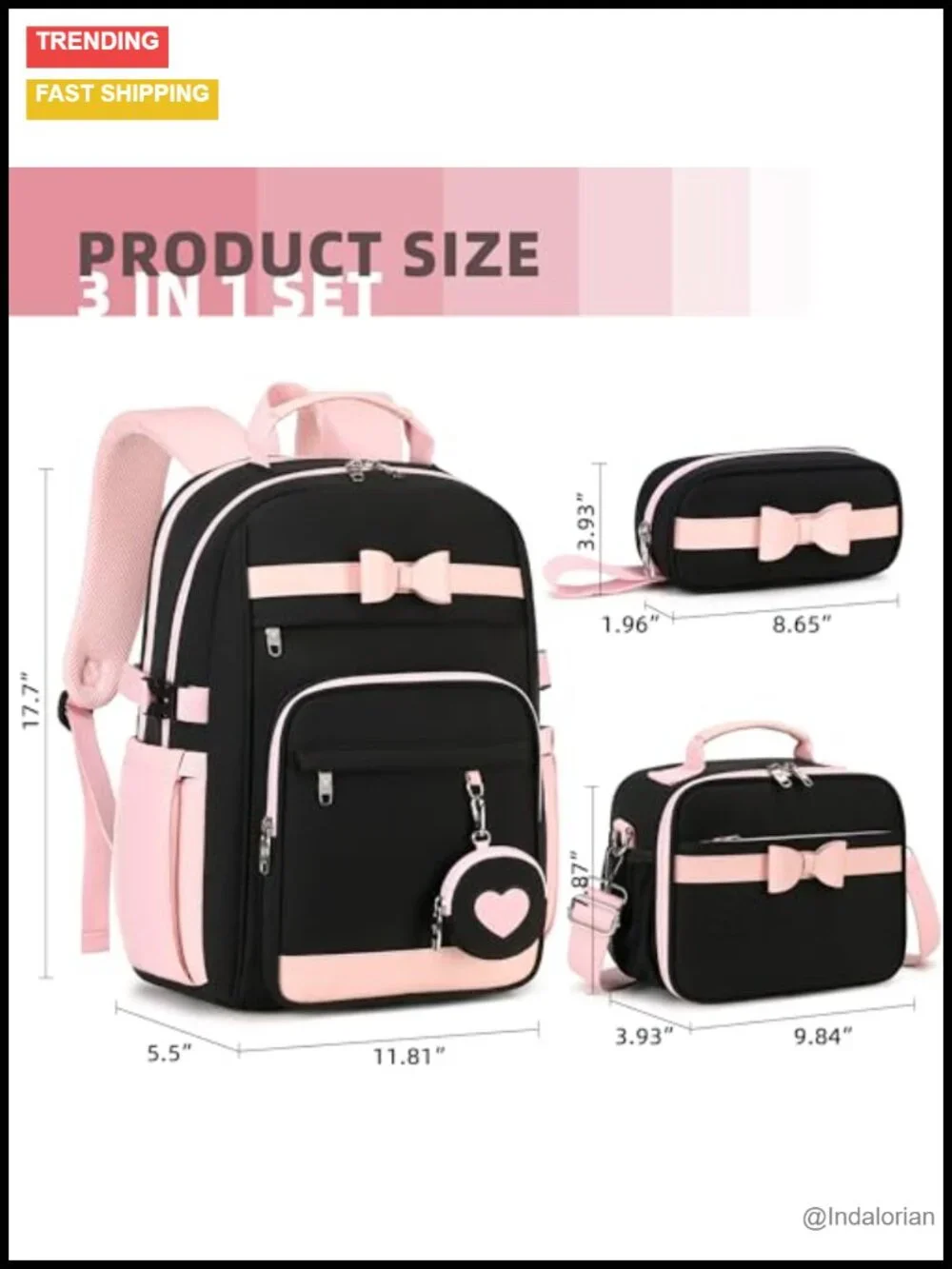 Laptop Backpack Set with Lunch Bag & Pencil Case, 17